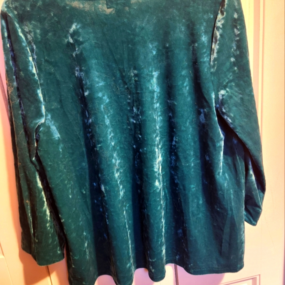 J.JILL VELOUR TOP WITH 3/4 SLEEVES -TEAL COLOR - Picture 4 of 7